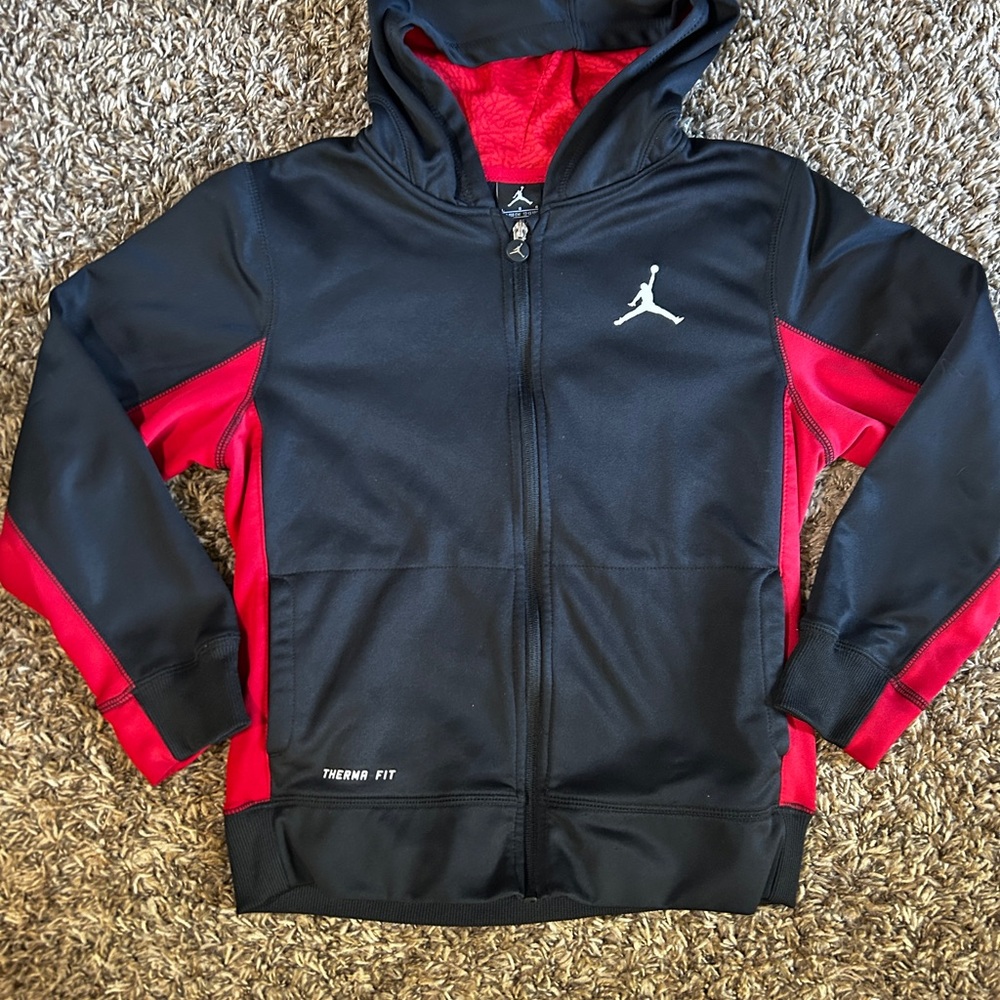 NIKE Jordan Training Red/Blk Full Zip Hoodie Jacket Large 12-13 kids